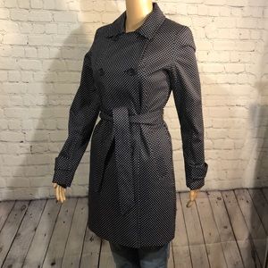 Navy W/ white dots Hilfiger women’s trench sz XS